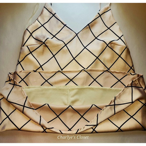 Vtg Wet Seal Satin Camisole Slip Top‎ Champagne/Black XL|NWT 90s Y2K - Picture 7 of 13